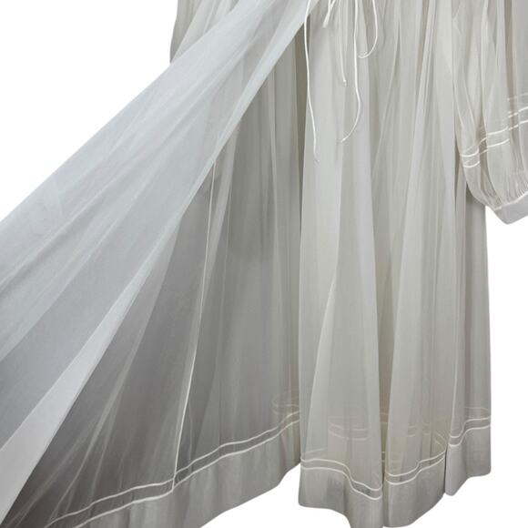 Vintage Shadowline White Nylon Chiffon Robe Large Babydoll Open Front Sleepwear - Picture 5 of 7